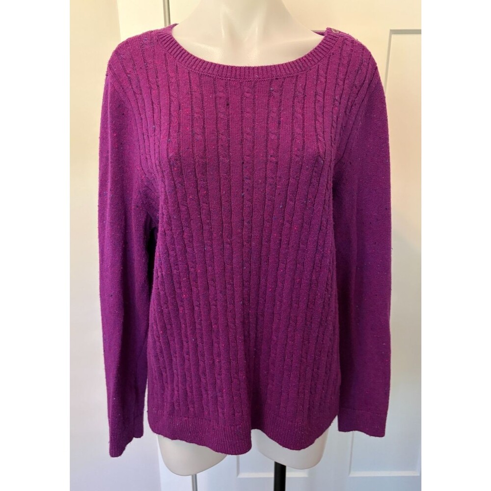Talbots Womens Pullover Sweater Long Sleeve Purple Flecks Size XL